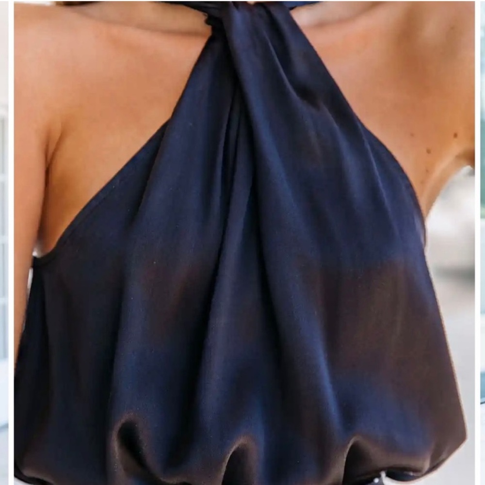DO+BE Black Satin Halter Top - Picture 3 of 5